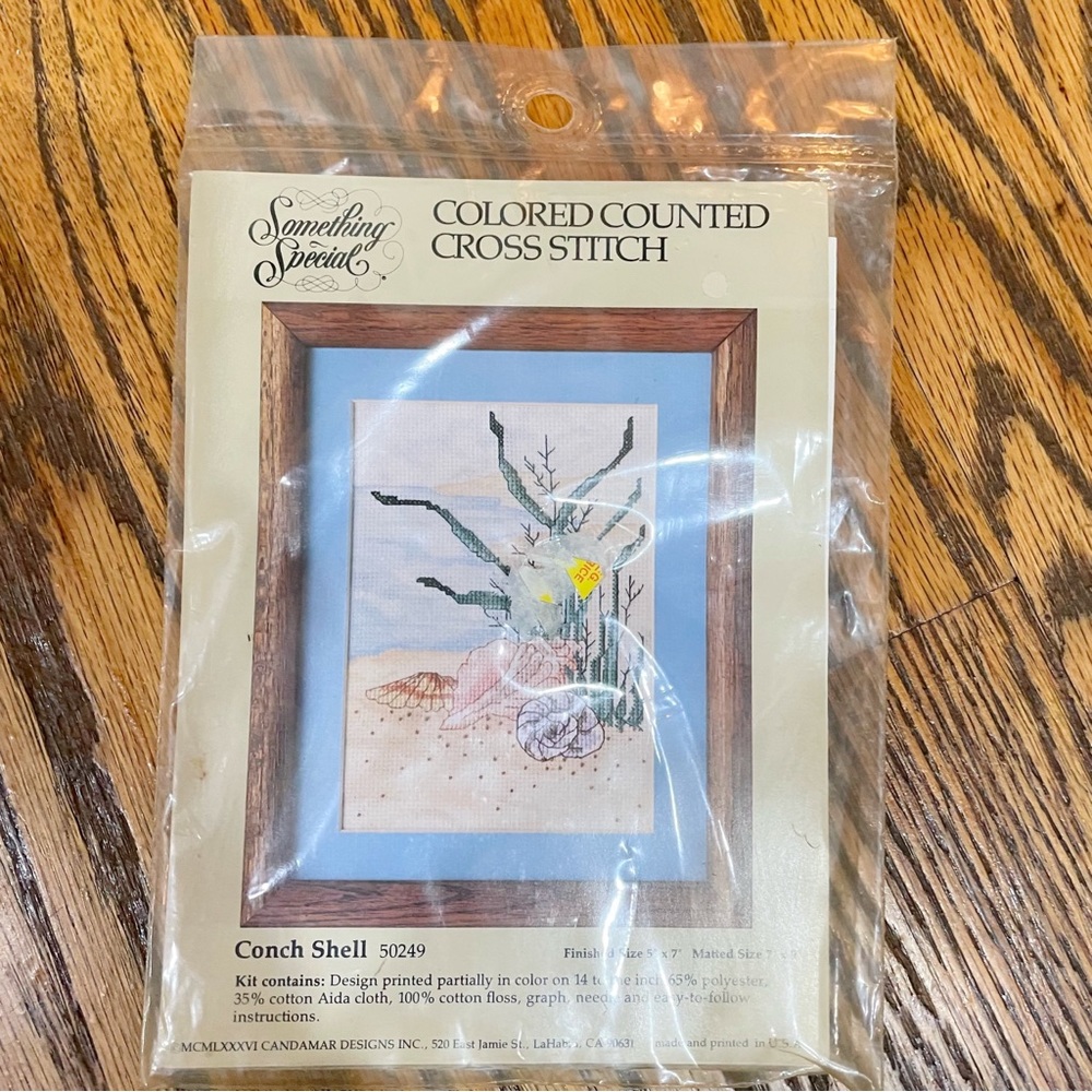 Something Special Vintage Counted Cross Stitch Kit Conch Shell Ocean Beach 1986